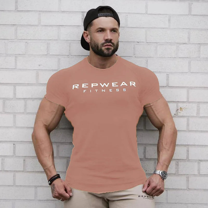 men t shirts | Men T Shirt Short Sleeve Shirts for Men Bodybuilding Pink